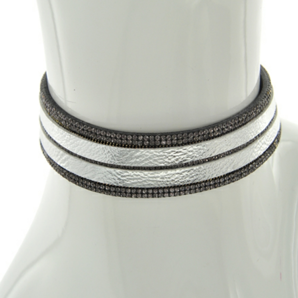 3 For $13💛Silver and Black Leather Choker